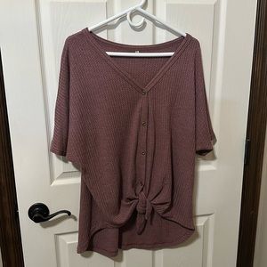 Women's Waffle Knit Tunic Blouse